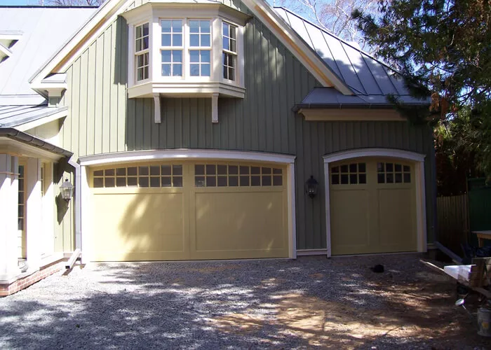Custom Wood Door, Yellow, 1 double door and 1 single door